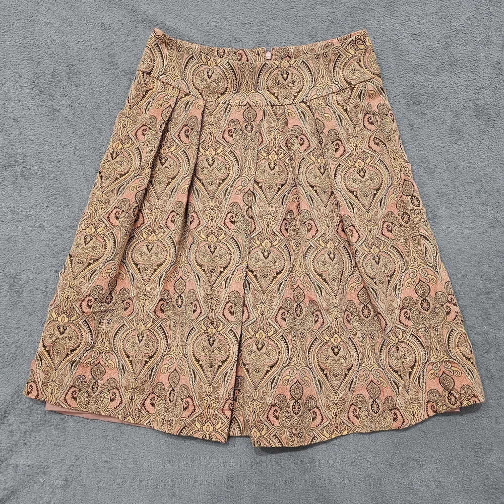 Talbots Paisley Brocade Boho Pleated A-line Skirt Size 2 #BA